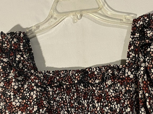 SPEED LIMIT Blouse 2X Womens Multicolor Liberty Florals Ruffled Lace Up Neckline - Picture 11 of 12